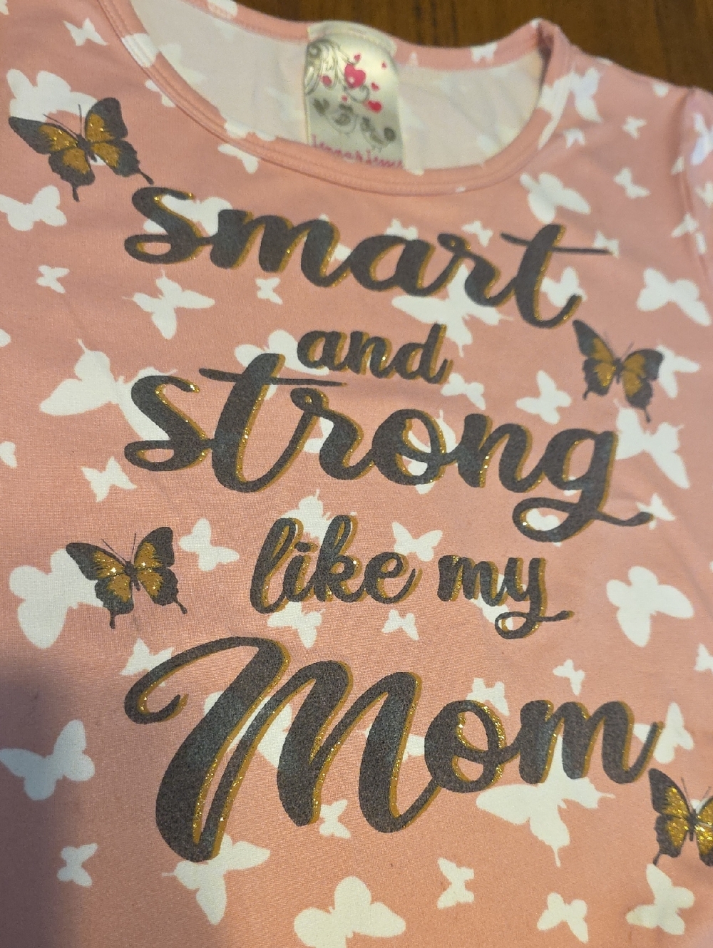 Girls Pink 'Smart and Strong Like My Mom' Tee - Picture 3 of 9